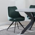 Arctic Green Velvet Fabric Swivel Dining Chair with Black Legs