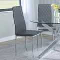 Clearance - Metro Dining Chairs in Grey Colour Leather and Chrome Metal Legs