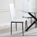Clearance - Metro Dining Chairs in White Colour Leather and Black Metal Legs