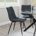 Corona Dining Chairs in Light Grey Colour Fabric and Black Metal Legs