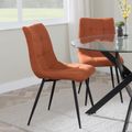 Corona Dining Chairs in Orange Colour Fabric and Black Metal Legs