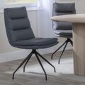 Diego Grey Leather Swivel Dining Chair with Black Legs
