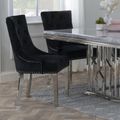 Knocker Back Black Velvet Fabric Dining Chair with Chrome Legs
