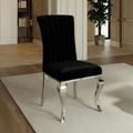 Louis Dining Chair - Black Velvet Fabric - Chrome Legs