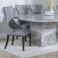 Mimi Grey Leather Large High Back Dining Chair with Black Legs
