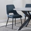 Peyton Blue Fabric Dining Chair with Black Legs