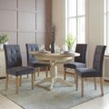 Lundy Round Extending Dining Set - 2-4 Seater - 100cm-135cm - Ivory Painted - 4 Graphite Fabric Dining Chair