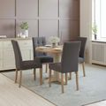 Lundy Round Drop Leaf Dining Set - 2-4 Seater - 30cm-90cm - Ivory Painted - 4 Graphite Fabric Dining Chair
