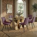 Newton Dining Set - 6 Seater - 180cm - Clear Glass and Natural - 6 Malcom Pink Fabric Swivel Chair