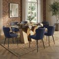 Newton Dining Set - 6 Seater - 180cm - Smoked Glass and Natural - 6 Langley Grey Faux Leather Chair