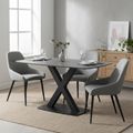 Vernal Dining Set - 4 Seater - 130cm - Grey Sintered Stone - 4 Claflin Grey Fabric Chair
