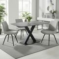 Vernal Dining Set - 4 Seater - 130cm - Grey Sintered Stone - 4 Malcom Grey Fabric Swivel Chair