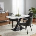 Vernal Dining Set - 4 Seater - 130cm - White Sintered Stone - 4 Claflin Dark Grey Fabric Chair