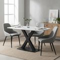 Vernal Dining Set - 4 Seater - 130cm - White Sintered Stone - 4 Claflin Grey Fabric Chair