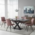 Vernal Extending Dining Set - 6-8 Seater - 160cm-240cm - Grey Sintered Stone - 6 Malcom Pink Fabric Swivel Chair