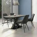 Vernal Extending Dining Set - 4-8 Seater - 140cm-200cm - Grey Sintered Stone - 4 Claflin Dark Grey Fabric Chair