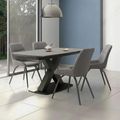 Vernal Extending Dining Set - 4-8 Seater - 140cm-200cm - Grey Sintered Stone - 4 Claflin Grey Fabric Chair