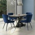 Vernal Extending Dining Set - 4-8 Seater - 140cm-200cm - Grey Sintered Stone - 4 Langley Blue Fabric Chair
