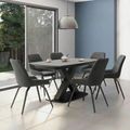 Vernal Extending Dining Set - 6-8 Seater - 160cm-240cm - Grey Sintered Stone - 6 Claflin Dark Grey Fabric Chair