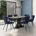 Vernal Extending Dining Set - 6-8 Seater - 160cm-240cm - Grey Sintered Stone - 6 Langley Grey Faux Leather Chair