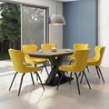 Vernal Extending Dining Set - 6-8 Seater - 160cm-240cm - Grey Sintered Stone - 6 Langley Yellow Fabric Chair