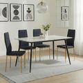 2 x Free Chairs - Breton Compact Dining Set - 4 Seater - 120cm - White Ceramic - 2x Lido Dining Chairs - Black Fabric - Gold Legs
