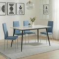 2 x Free Chairs - Breton Compact Dining Set - 4 Seater - 120cm - White Ceramic - 2x Lido Dining Chairs - Blue Fabric - Chrome Legs