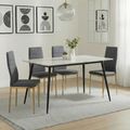 2 x Free Chairs - Breton Compact Dining Set - 4 Seater - 120cm - White Ceramic - 2x Lido Dining Chairs - Dark Grey Fabric - Gold Legs