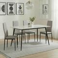 2 x Free Chairs - Breton Compact Dining Set - 4 Seater - 120cm - White Ceramic - 2x Metro Dining Chairs - Beige Leather - Black Legs