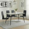 2 x Free Chairs - Breton Compact Dining Set - 4 Seater - 120cm - White Ceramic - 2x Metro Dining Chairs - Black Leather - Chrome Legs