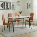 2 x Free Chairs - Breton Compact Dining Set - 4 Seater - 120cm - White Ceramic - 2x Metro Dining Chairs - Burnt Orange Leather - Black Legs