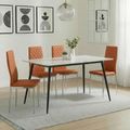 2 x Free Chairs - Breton Compact Dining Set - 4 Seater - 120cm - White Ceramic - 2x Metro Dining Chairs - Burnt Orange Leather - Chrome Legs