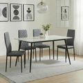 2 x Free Chairs - Breton Compact Dining Set - 4 Seater - 120cm - White Ceramic - 2x Metro Dining Chairs - Grey Leather - Black Legs