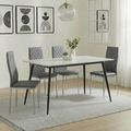2 x Free Chairs - Breton Compact Dining Set - 4 Seater - 120cm - White Ceramic - 2x Metro Dining Chairs - Grey Leather - Chrome Legs