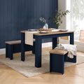 Highgate Dining Set - 2 Seater - 118cm - with 2 Benches - Navy Blue Painted