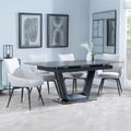 Alpha Black Ceramic Extending Dining Set - Ace Beige Fabric Swivel Dining Chair