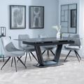 Alpha Black Ceramic Extending Dining Set - Arctic Grey Velvet Fabric Swivel Dining Chair
