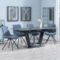 Alpha Black Ceramic Extending Dining Set - Boden Dark Grey Fabric Swivel Dining Chair