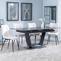 Alpha Black Ceramic Extending Dining Set - Corona Beige Fabric Dining Chair