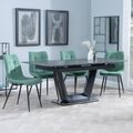 Alpha Black Ceramic Extending Dining Set - Corona Green Fabric Dining Chair