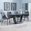Alpha Black Ceramic Extending Dining Set - Corona Grey Fabric Dining Chair