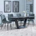 Alpha Black Ceramic Extending Dining Set - Corona Light Grey Fabric Dining Chair
