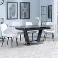 Alpha Black Ceramic Extending Dining Set - Darwin Cream Fabric Dining Chair