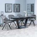 Alpha Black Ceramic Extending Dining Set - Ion Dark Grey Velvet Fabric Swivel Dining Chair
