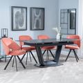 Alpha Black Ceramic Extending Dining Set - Ion Orange Velvet Fabric Swivel Dining Chair