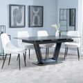 Alpha Black Ceramic Extending Dining Set - Peyton Cream Fabric Dining Chair