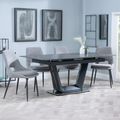 Alpha Black Ceramic Extending Dining Set - Peyton Grey Fabric Dining Chair