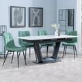 Alpha White Ceramic Extending Dining Set - Corona Green Fabric Dining Chair