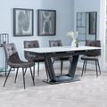 Alpha White Ceramic Extending Dining Set - Corona Grey Fabric Dining Chair