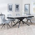 Apollo Grey Ceramic Extending Dining Set - Arctic Grey Velvet Fabric Swivel Dining Chair